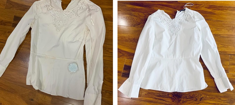 cách tẩy áo trắng bị màu cháo lòng