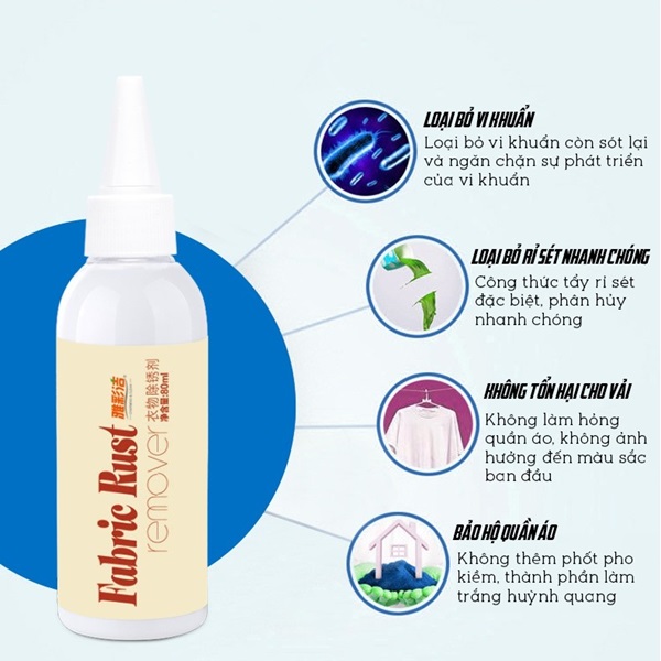 dung dịch tẩy vết rỉ sét trên quần áo